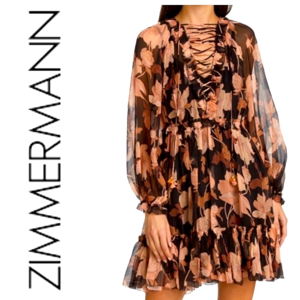 Zimmermann Concert Lace-Up Silk Mini Dress - $850